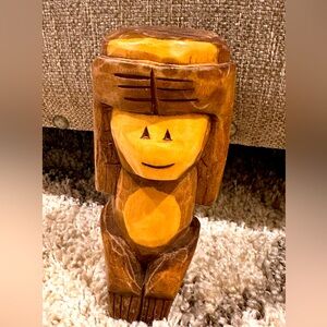 Wooden carved monkey perfect for animal themed nursery